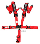 Tanaka BLACK SERIES 2" Latch and Link 5 Points Safety Harness Set with Ultra Comfort Heavy Duty Shoulder Pads (Red) - Tanaka Power Sport