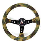 350mm Deep Dish Universal 6 Bolt Suede Leather Camouflage Steering Wheel (Camouflage) - Tanaka Power Sport