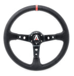 350mm Deep Dish 6 Bolt PU Carbon Fiber Steering Wheel Red Line (Black with Red Line) - Tanaka Power Sport