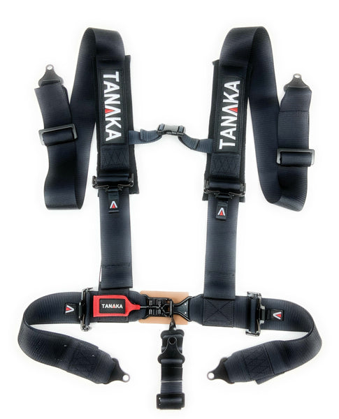 Latch and Link 5 Point Safety Harness with Ultra Comfort Heavy Duty Shoulder Pads and Utility Pockets (BLACK SERIES) - Tanaka Power Sport