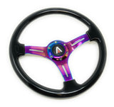 350mm 6 Bolt Neo Chrome Style Universal Steering Wheel (Black) - Tanaka Power Sport