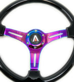 350mm 6 Bolt Neo Chrome Style Universal Steering Wheel (Black) - Tanaka Power Sport