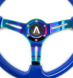 350mm 6 Bolt Neo Chrome Style Universal Steering Wheel (Blue) - Tanaka Power Sport