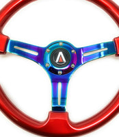 350mm 6 Bolt Neo Chrome Style Universal Steering Wheel (Red) - Tanaka Power Sport