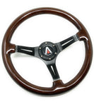 350mm 6 Bolt Real Wood Finish Universal Steering Wheel (Black) - Tanaka Power Sport