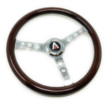 380mm 6 Bolt Real Wood Finish Universal Steering Wheel (Chrome) - Tanaka Power Sport