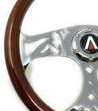380mm 6 Bolt Real Wood Finish Universal Steering Wheel (Lowrider) - Tanaka Power Sport