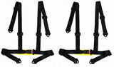 2 x Logo Free Universal Design 4-Point Buckle Sports Racing Harness Seat Belt (Black) - Tanaka Power Sport