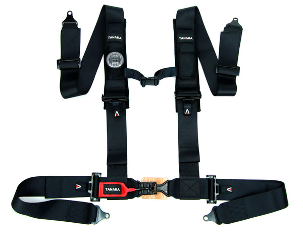 Latch and Link 4 Point Safety Harness with Ultra Comfort Heavy Duty Shoulder Pads and Utility Pockets (BLACK SERIES) - Tanaka Power Sport